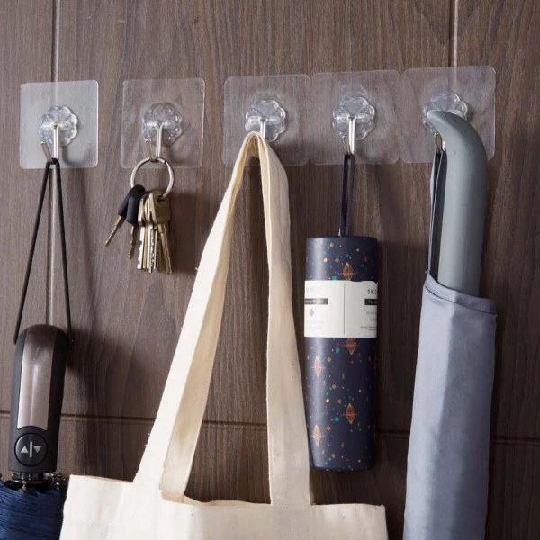 5pcs Wall Hook for Hanging Keychain Towel Hook Self-Adhesive Hooks